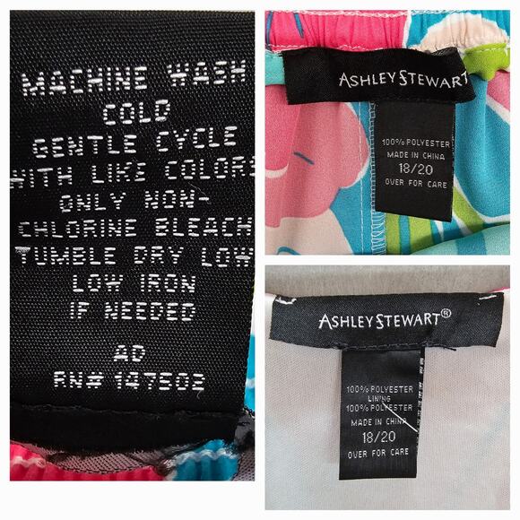 Ashely Stewart Pant Set Womens 18 20 Floral Wide Leg Blue Pink High Rise - Picture 9 of 16